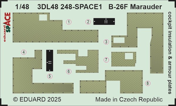 SPACE 3D Detailset Martin B26F Marauder Cockpit insulation and armour plates  (ICM)  3DL48248