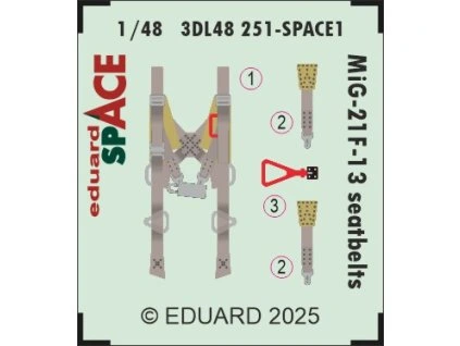 SPACE 3D  Detailset Mikoyan MiG21F-13 seatbelts (Eduard)  3DL48251