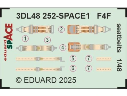 SPACE 3D  Detailset Grumman F4F Wildcat seatbelts (Eduard)  3DL48252