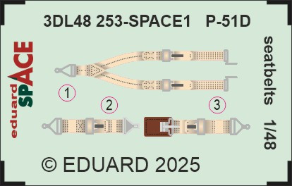 SPACE 3D  Detailset P51D Mustang seatbelts (Eduard)  3DL48253