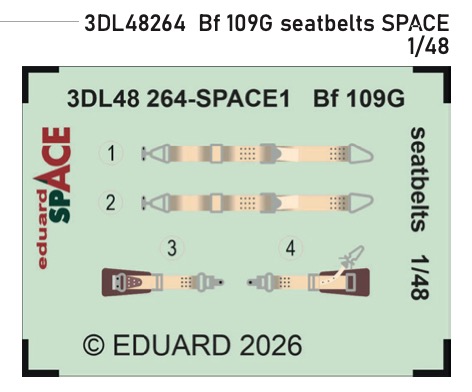 SPACE 3D Detailset Messerschmitt BF109G Seatbelts  (Universal)  3DL48264