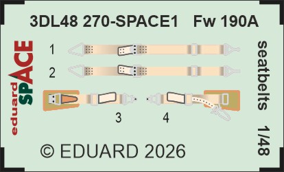SPACE 3D  Detailset Focke Wulf FW190A seatbelts (Universal)  3DL48270