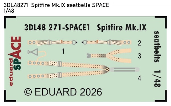 SPACE 3D  Detailset Spitfire MKIX seatbelts (Universal)  3DL48271