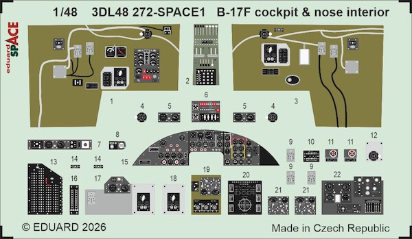 SPACE 3D  Detailset Boeing B17F Nose and cockpit interior (Revell)  3DL48272