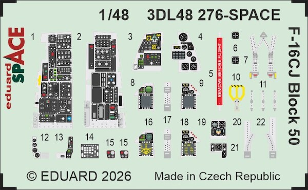 SPACE 3D  Detailset F50CJ Block 50 Instrument panels and  Seatbelts (Tamiya)  3DL48276