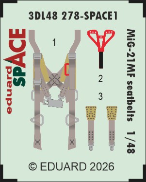 SPACE 3D  Detailset Mikoyan Mig21MF Seatbelts (Eduard)  3DL48278