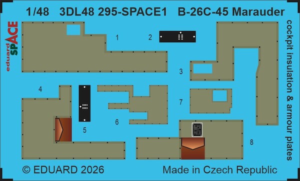 SPACE 3D Detailset B26C-45 Marauder Cockpit insulation and Armour plates (ICM) 3DL48295