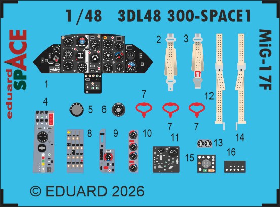SPACE 3D  Detailset  Mikoyan MiG17F (Ammo/Kinetic)  3DL48300