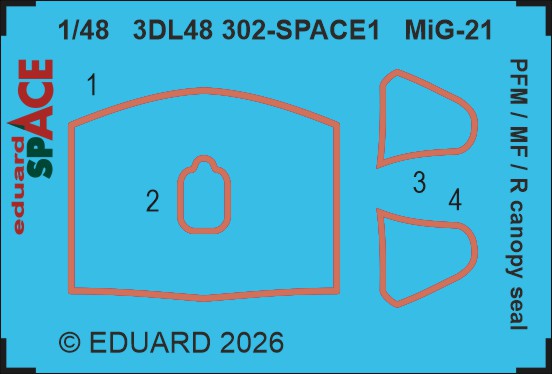 SPACE 3D Detailset Mikoyan MiG21 PFM / MF/ R canopy seal (Eduard) 3DL48302