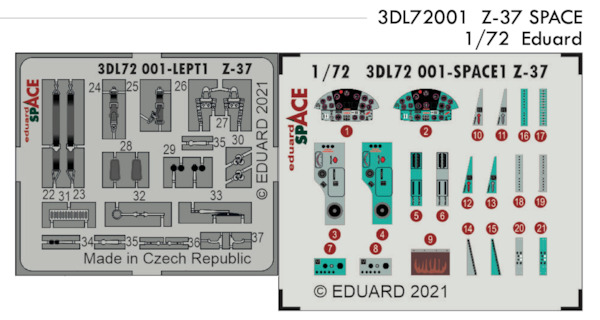 SPACE 3D Detailset Z37A Cmelak  Instrument panels and seatbelts (Eduard)  3DL72001