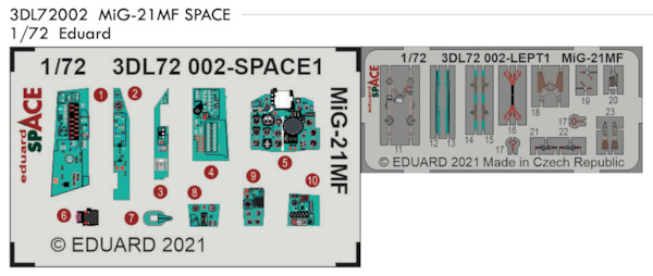 SPACE 3D Detailset Mikoyan Mig21MF "Fishbed" Instrument panels and seatbelts (Eduard)  3DL72002