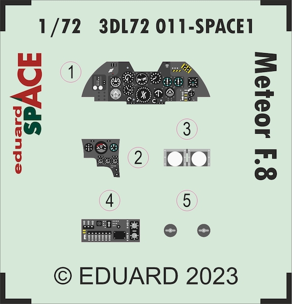SPACE 3D Detailset Meteor MK F8 Instrument panels and seatbelts (Airfix) 3DL72011