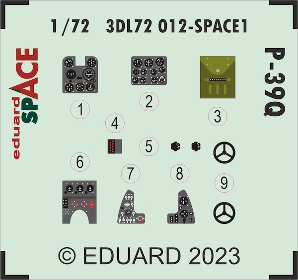 SPACE 3D Detailset P39Q Instrument panels and seatbelts (Arma Hobby) 3DL72012