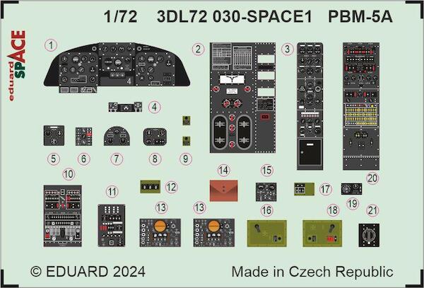 SPACE 3D Detailset Martin PBM-5A Mariner Instrument panels and seatbelts (Academy)  3DL72030