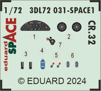 SPACE 3D Fiat CR.32 Instrument panels and seatbelts (Supermodell, Italeri)  3DL72031