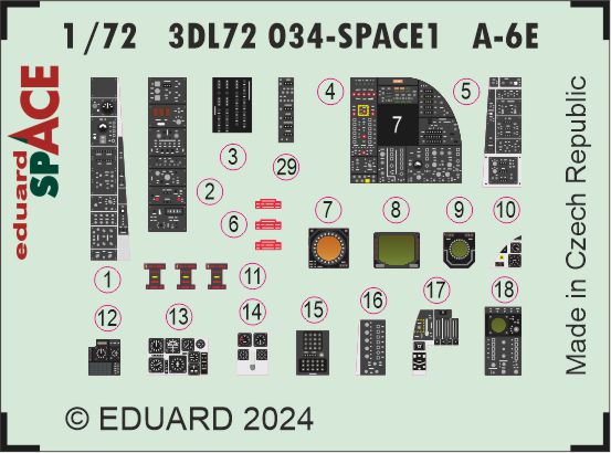 SPACE 3D Detailset A6E Intruder Instrument panel and seatbelts (Trumpeter) 3DL72034