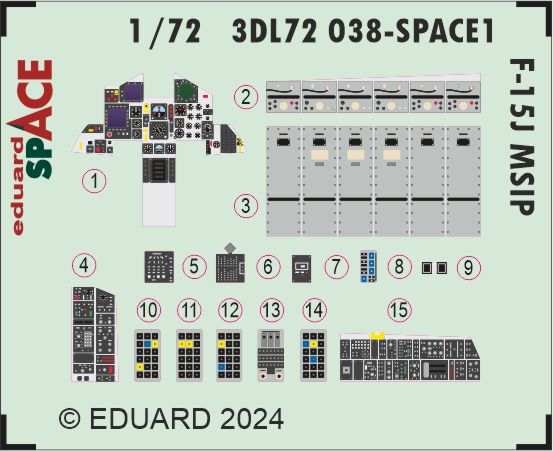 SPACE 3D Detailset F15J Eagle MSIP Instrument panel and seatbelts (Fine Molds) 3DL72038