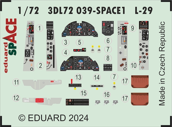 SPACE 3D Detailset L29 Delfin Instrument panels and seatbelts (AMK/Eduard/KP) 3DL72039