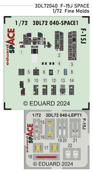 SPACE 3D Detailset F15J Eagle Instrument panels and seatbelts (Fine Molds) 3DL72040