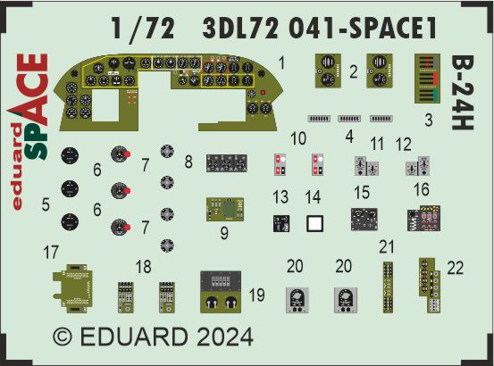 SPACE 3D Detailset B24H Liberator Instrument panels and seatbelts (Airfix) 3DL72041