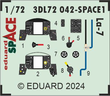 SPACE 3D Detailset Lavochkin LA7 Instrument panels and seatbelts (Eduard) 3DL72042