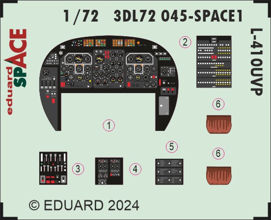 SPACE 3D Detailset Let L410UVP Instrument panels and seatbelts (Eduard) 3DL72045