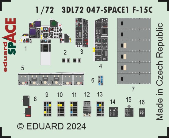 SPACE 3D Detailset F15C Eagle Instrument panels and seatbelts (Fine Molds) 3DL72047
