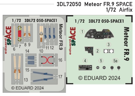 SPACE 3D Detailset Gloster Meteor FR9 Instrument panels and seatbelts (Airfix)  3DL72050