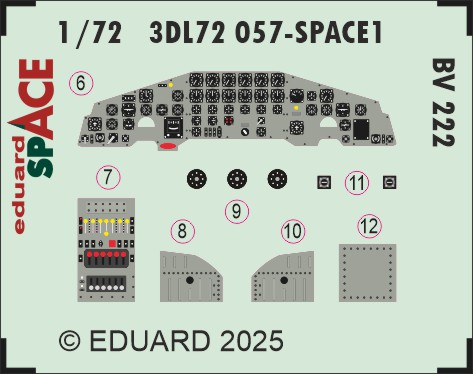 SPACE 3D Detailset Blohm & Voss BV222 Instrument panels and seatbelts (Revell)  3DL72057