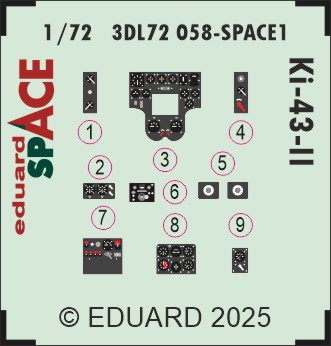 SPACE 3D Detailset Nakajima Ki43-II Hayabusa "Oscar" Instrument panels and seatbelts (Arma Hobby)  3DL72058