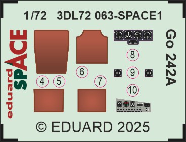 SPACE 3D Detailset Gotha Go242A Instrument panel, seat cussions and seatbelts (IBG) 3DL72063