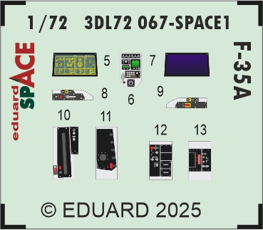 SPACE 3D Detailset F35A Lightning II Instrument panel, Cockpit detail and seatbelts (Revell)  3DL72067