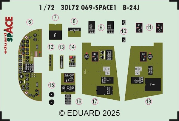 SPACE 3D Detailset B24J Liberator Instrument panels and seatbelts (Airfix)  3DL72069