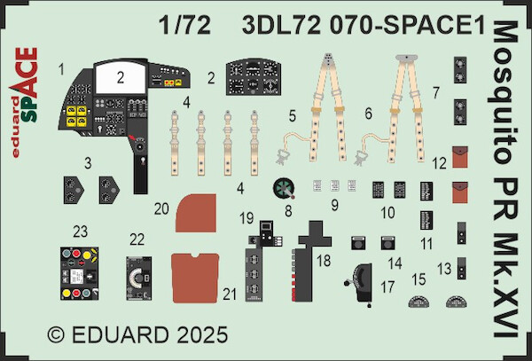 SPACE 3D Detailset Mosquito PR MkXVI Instrument panels and seatbelts (Special Hobby)  3DL72070