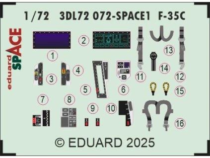 SPACE 3D Detailset F35C Lightning II Instrument panels and seatbelts (Tamiya) 3DL72072