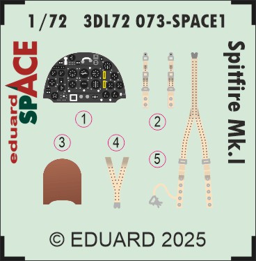 SPACE 3D Detailset Spitfire MKI Instrument panels and seatbelts (IBG) 3DL72073
