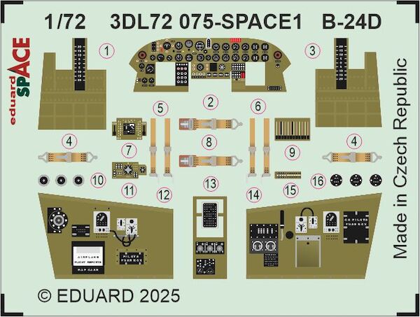 SPACE 3D Detailset B24D Liberator Instrument panels and seatbelts (IBG)  3DL72075