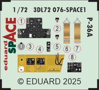 SPACE 3D Detailset P36A Hawk Instrument panels and seatbelts (Arma Hobby) 3DL72076