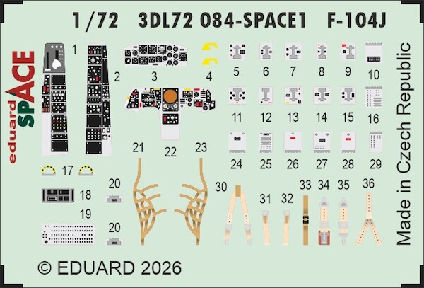 SPACE 3D Detailset F104J Starfighter Instrument panels and seatbelts (Fine Molds)  3DL72084