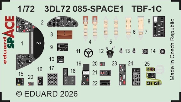 SPACE 3D Detailset TBF1C Avenger Instrument panels and seatbelts (Hobby Boss)  3DL72085