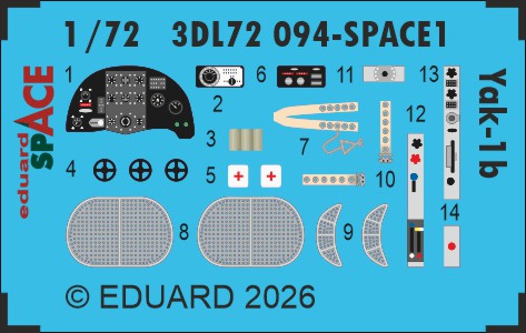 SPACE 3D Detailset Yak-1b Instrument panels and Seatbelts (Arma Hobby) 3DL72094