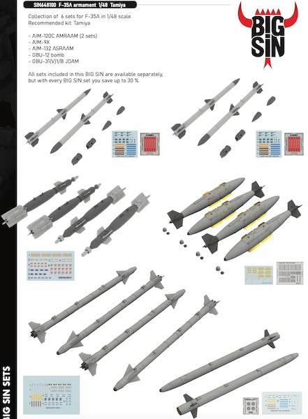 F35A Lightning II Armament (Tamiya) BIG SIN648100
