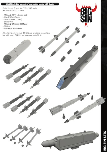 F16 Armament with Laser guided bombs (Kinetic) BIG SIN648104