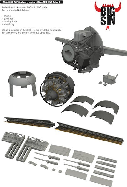 F4F-3 with early engine (advanced) detail set (Eduard) BIG SIN648105