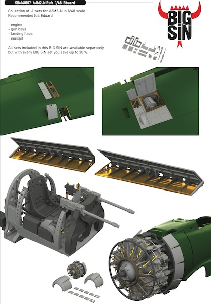 Nakajima A6M-2N Detail set (Eduard)  BIG SIN648107