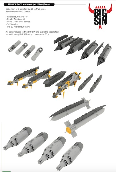 Sukhoi Su25 Armament set  (Eduard/Zvezda)  BIG SIN648116