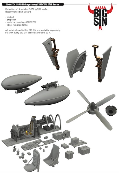 P51B Birdcage Canopy Essential (Tamiya) BIG SIN648134