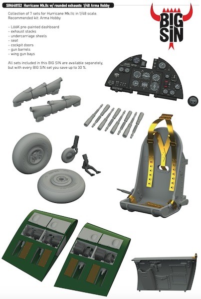 Hurricane MKIIc with Rounded exhausts (Arma Hobby)  BIG SIN648152