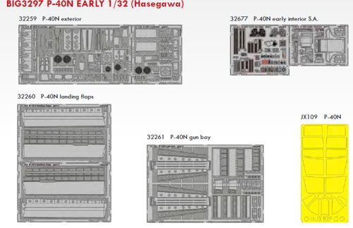 Detailset Curtiss P40N Warhawk Early (Hasegawa) BIG3297