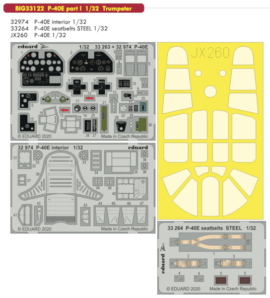 Detailset Curtiss P40E Warhawk Part 1(Trumpeter) BIG33122
